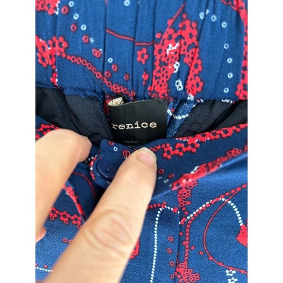 Berenice Size 36 Pants Blue Red Geometric Adjustable Waits - Picture 4 of 8